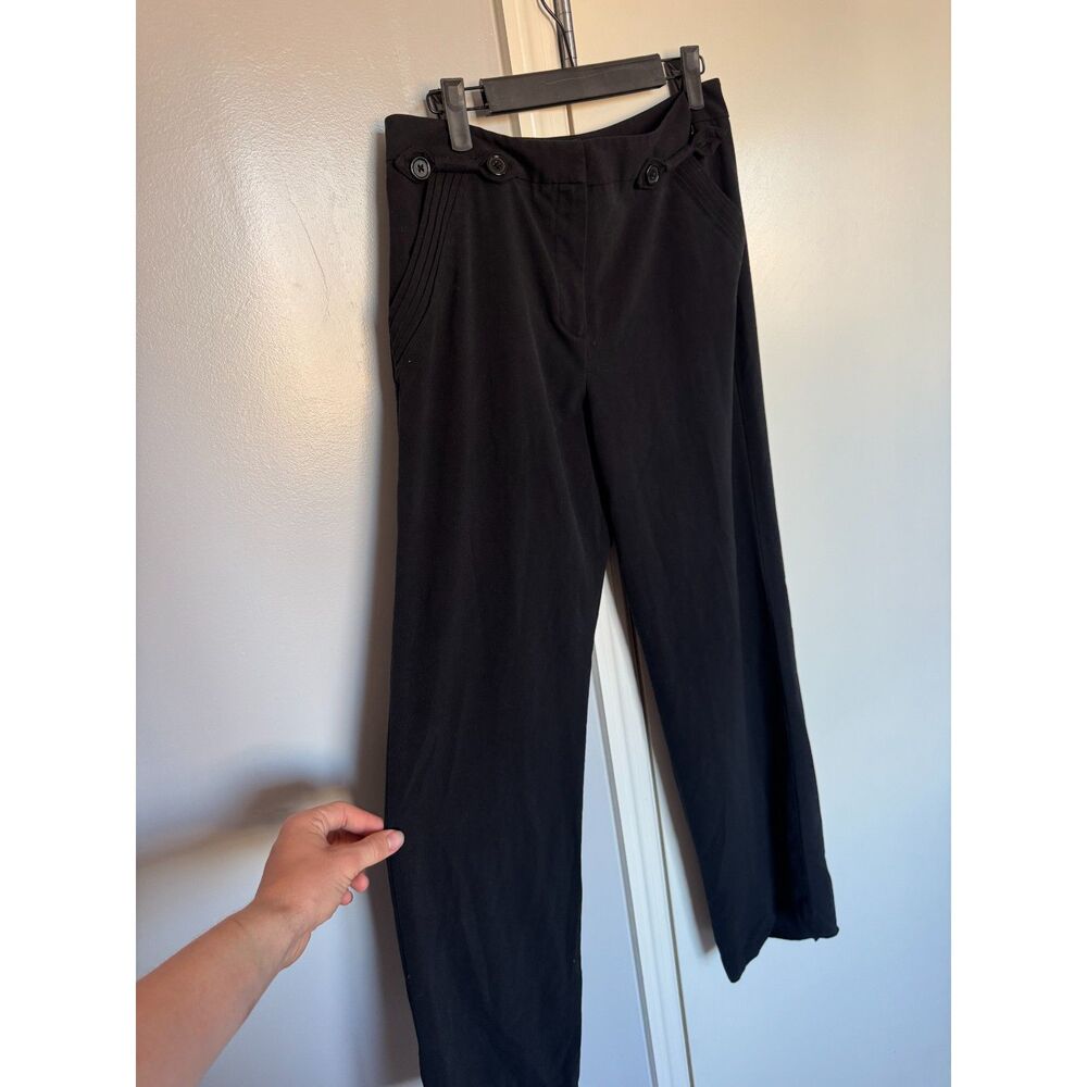 Vintage y2k Black dress pants bow and pocket detail front & back wide leg S/6